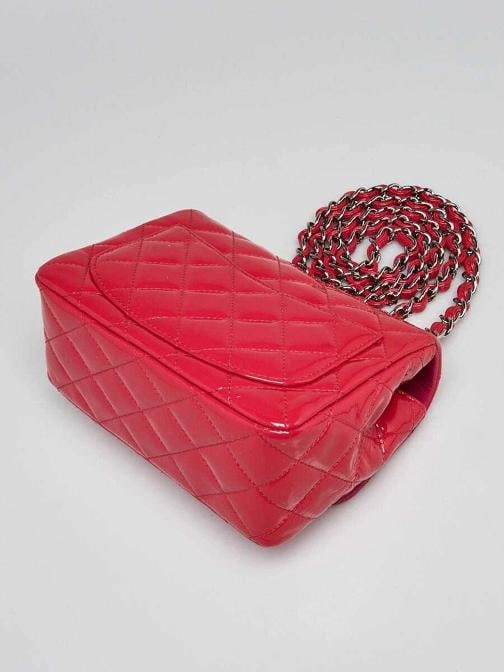 Chanel Pink Quilted Patent Leather Classic Square Mini Flap Bag - 3