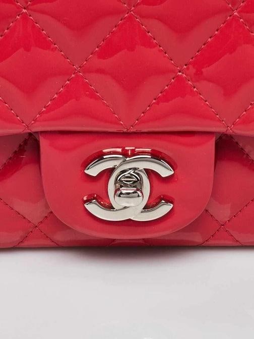 Chanel Pink Quilted Patent Leather Classic Square Mini Flap Bag - 5