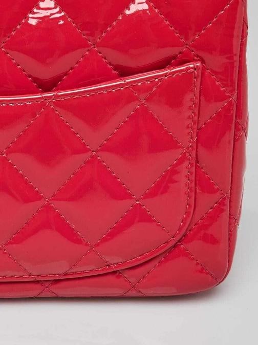 Chanel Pink Quilted Patent Leather Classic Square Mini Flap Bag - 6