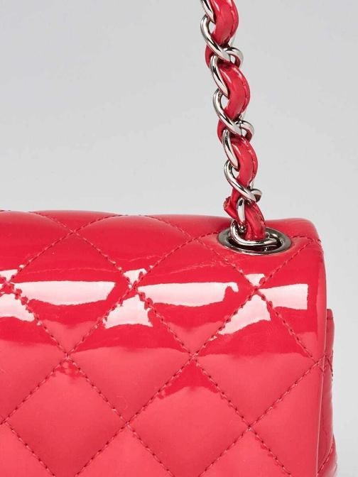 Chanel Pink Quilted Patent Leather Classic Square Mini Flap Bag - 7