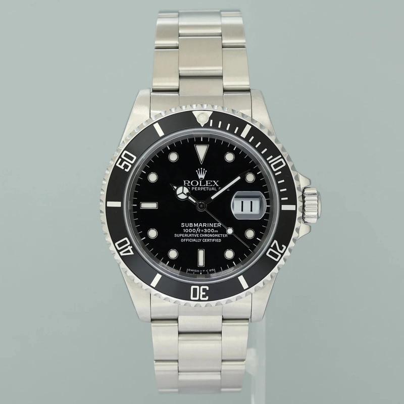 MINT 1996 Rolex Submariner Date Tritium 16610 Steel Black 40mm Oyster Watch Box - 2