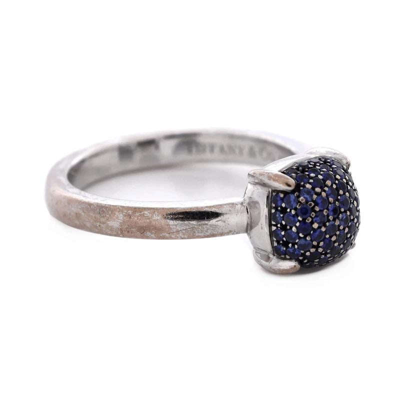 Tiffany & Co. Paloma Picasso Sugar Stacks Ring 18K White Gold with Sapphires 7mm - 2