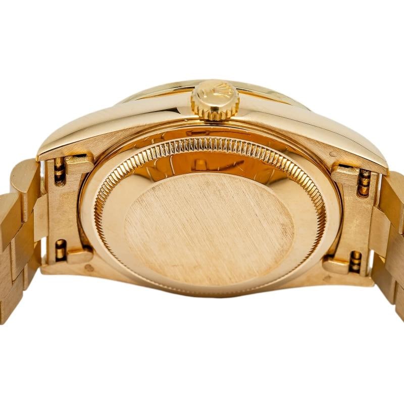 Rolex Day Date 18348 18k Yellow Gold Factory Silver Diamond Dial Auto Watch 36mm - 6