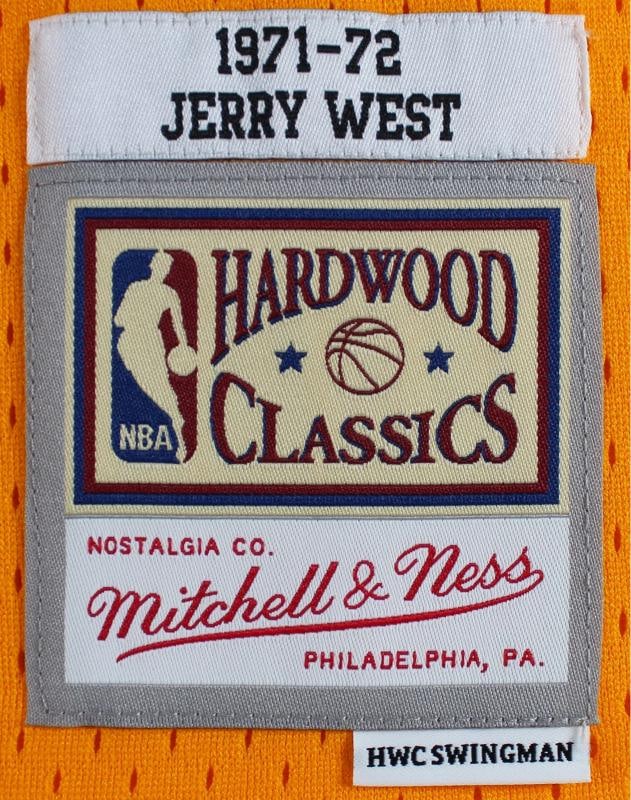 Lakers Jerry West "3x Inscribed" Signed Yellow M&N HWC Swingman Jersey BAS - 4