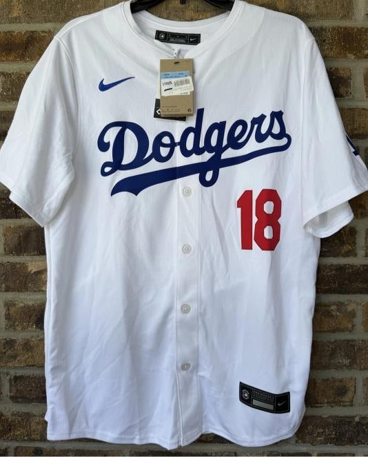 YOSHINOBU YAMAMOTO Autographed Signed Dodgers White Nike Baseball Jersey PSA/DNA - 4