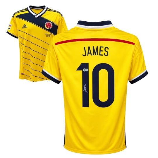 James Rodriguez Signed Colombia Soccer Jersey #10 with Beckett Witness: Sport: Soccer,Player: James RodrÃƒÂ­guez,Signed: Yes,Autograph Authentication: Beckett Authentication Services (BAS),Product: Jersey,Team: Colombia,Country of Origin: United States