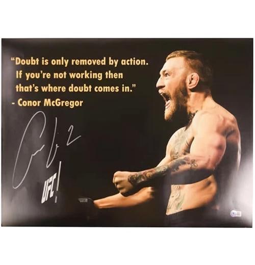 Conor McGregor Signed UFC Motivational Print Size 16Ã¢â‚¬Â³ x 20: Player: Conor McGregor,League: UFC,Sport: Mixed Martial Arts (MMA),Signed: Yes,Autograph Authentication: Beckett Authentication Services (BAS),Product: Photo,Country of Origin: United States