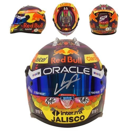 Sergio Perez Signed 2023 Mexico F1 RedBull Helmet 1:2 Scale with Beckett COA: Sport: Racing-Formula 1,Player: Sergio Perez,Signed: Yes,Original/Reprint: Original,Autograph Authentication: Beckett Authentication Services (BAS),Product: Helmet,Country of Origin: United States
