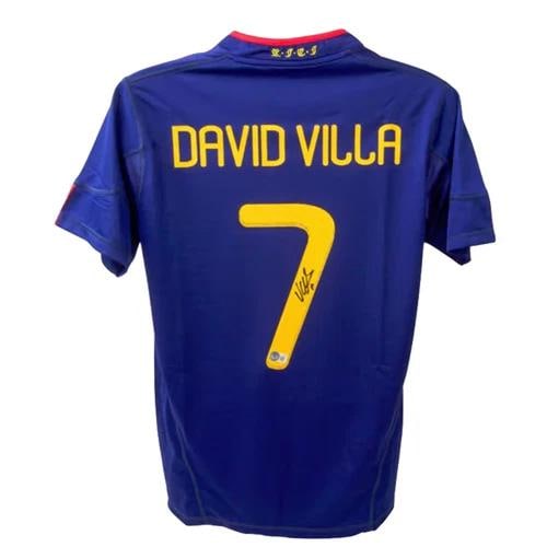 David Villa Signed Spain 2010 World Cup Final Soccer Jersey #7 with Beckett COA - 3