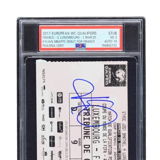 Kylian Mbappe Signed 2017 Qualifiers Mbappe France Debut Ticket - PSA 3 AUTO 10 - 3