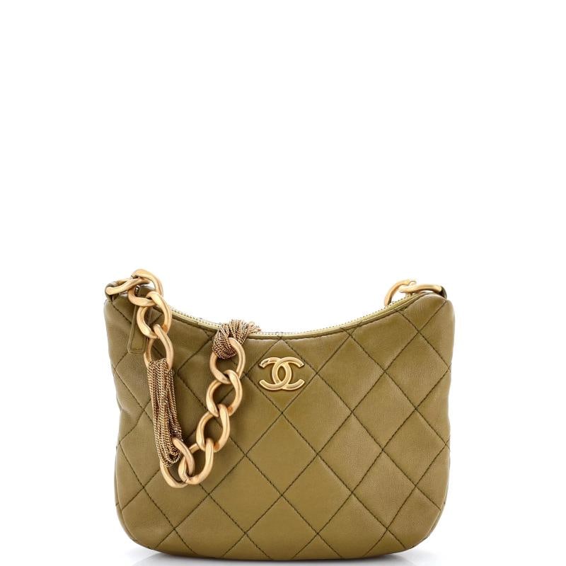 Chanel CC Mixed Chain Link Zip Hobo Quilted Lambskin: Measurements: Height 6", Width 9", Depth 3" . Condition: Pre-owned - Excellent,Brand: Chanel,Exterior Material: Leather,Style: Hobos,Exterior Color: Green,Department: Women,Size: Unknown