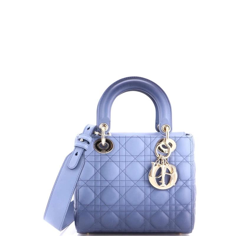 Christian Dior My ABCDior Lady Dior Bag Cannage Quilt Gradient Lambskin Small: Accessories: Dust Bag, With Strap Measurements: Handle Drop 3.5", Height 7", Width 8", Depth 3", Strap Drop 22". Condition: Pre-owned - Good,Brand: Christian Dior,Exterior Material: Leather,Style: