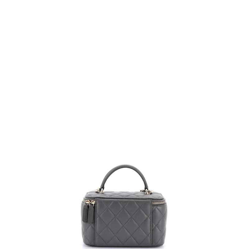 Chanel Classic Top Handle Vanity Case with Chain Quilted Lambskin Small - 3