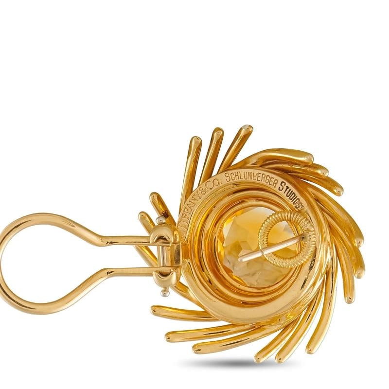 Tiffany & Co. Schlumberger 18K Yellow Gold Citrine Pinwheel Earrings - 3