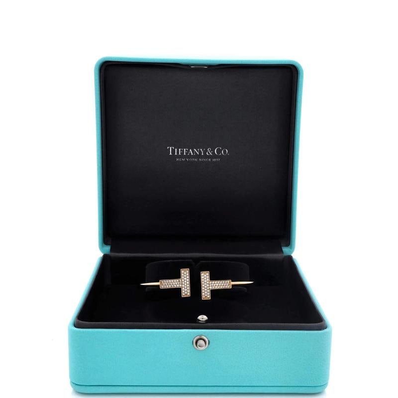 Tiffany & Co. T Wire Bracelet 18K Yellow Gold with Diamonds Wide - 2