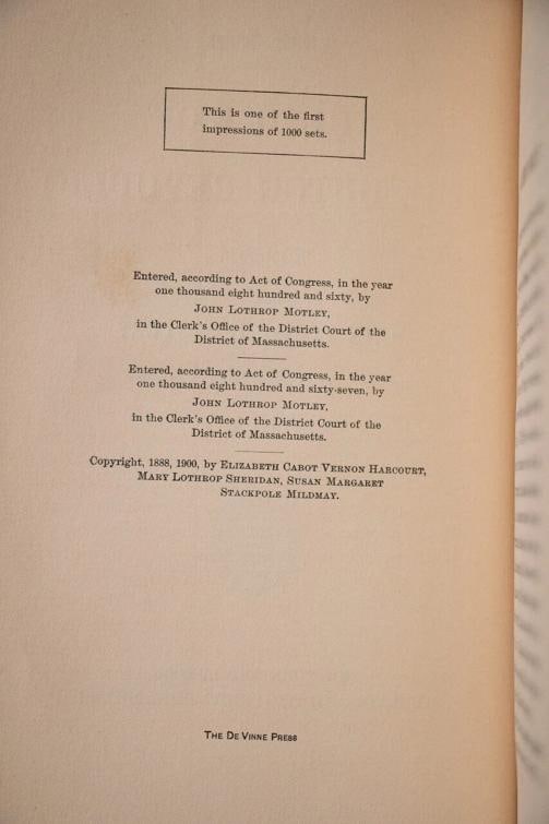 Writings of John Lothrop Motley Library Edition / Limited Edition 1900 - 9