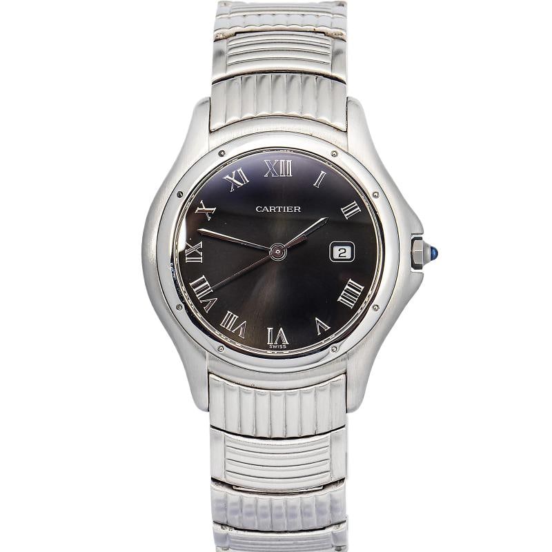 Cartier Cougar W35016F8 SS Quartz Black Dial Unisex Watch 32mm: Case Size 32mm Wrist Fit 6.5 inches Box No Papers No Condition Ã¢â‚¬â€ Pre-owned Full Specifications Brand Cartire Model Cougar Customized No Serial #