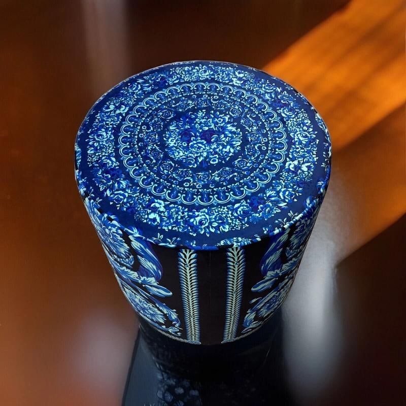 Amazing Custom Made Atelier Versace Blue Black Round Ottoman One Of Kind - 8