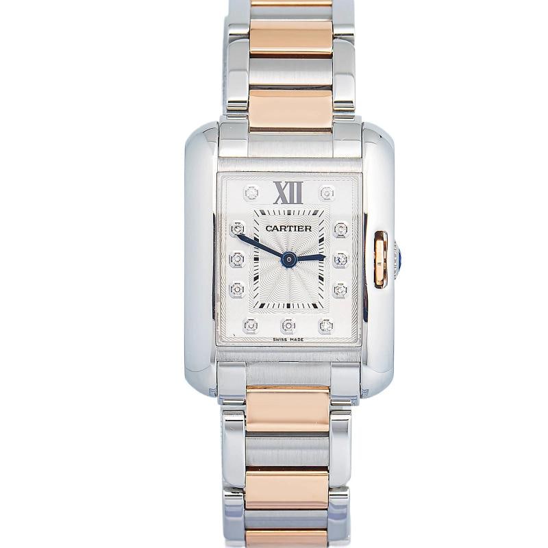 Cartier Tank Anglaise WT100024 RG Quartz Silver Dial Women Watch 23mm: Case Size 22mm Wrist Fit 6 inches Box No Papers No Condition Ã¢â‚¬â€ Pre-owned Full Specifications Brand Cartier Model Tank Anglaise Customized No Serial #