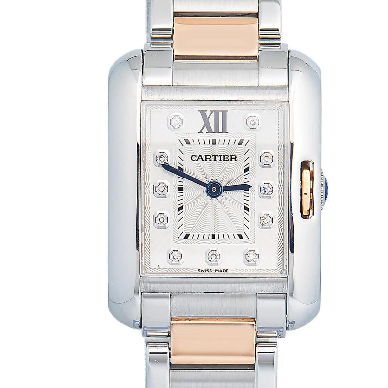 Cartier Tank Anglaise WT100024 RG Quartz Silver Dial Women Watch 23mm - 2