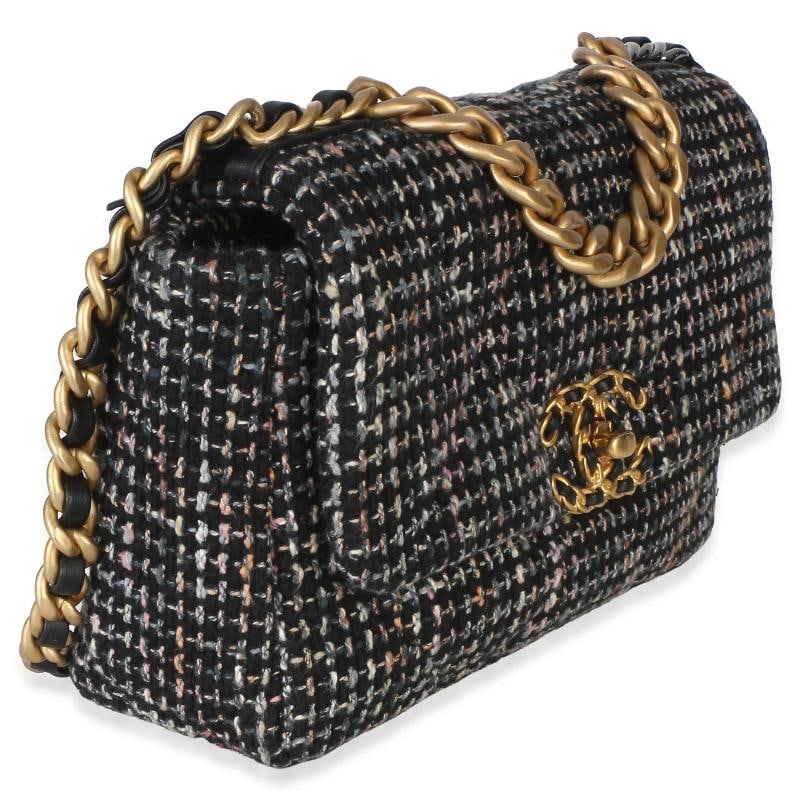 Chanel Black Multicolor Tweed Quilted Medium Chanel 19 Flap Bag - 4