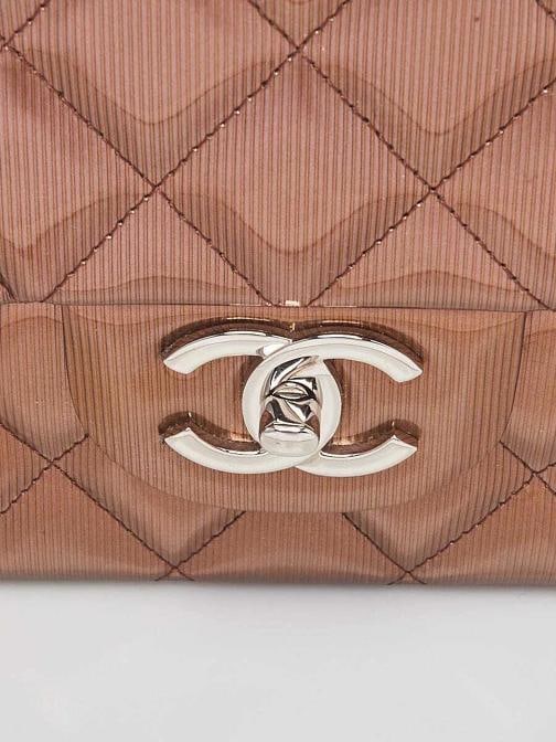 Chanel Bronze Striated Quilted Patent Leather Classic Maxi Double Flap Bag - 5