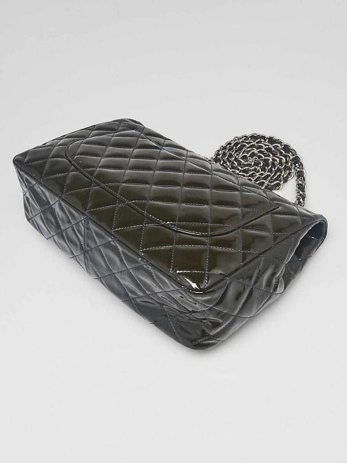 Chanel Dark Blue Quilted Patent Leather Classic Jumbo Single Flap Bag - 3