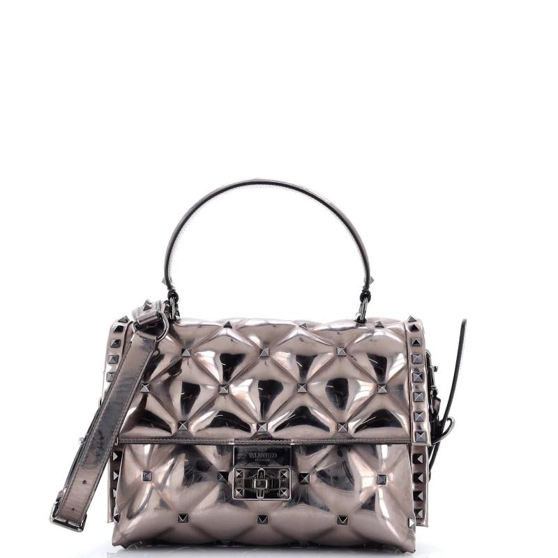 Valentino Garavani Candystud Top Handle Bag Leather Medium: Condition: Pre-owned - Good,Brand: Valentino Garavani,Exterior Material: Leather,Style: Shoulder Bags,Exterior Color: Metallic,Department: Women,Size: Medium,Accessories: With Strap Estimated Retail