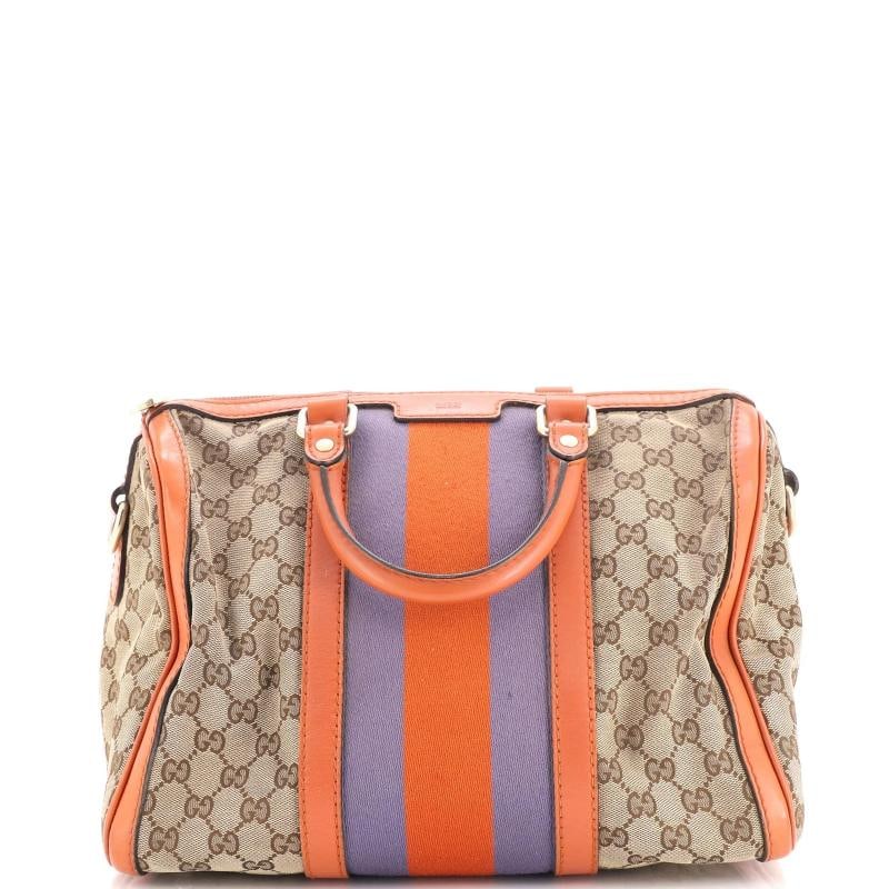 Gucci Vintage Web Boston Bag GG Canvas Medium: Condition: Pre-owned - Good,Brand: Gucci,Exterior Material: Canvas Plain, Leather,Style: Satchels,Exterior Color: Orange,Department: Women,Size: Medium Condition: Fair. Exterior: heavy edge wear,