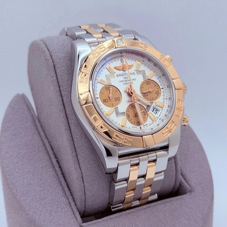 Breitling Chronomat 41 CB014012 Silver Dial 18K Rose Gold Steel Box Papers - 3