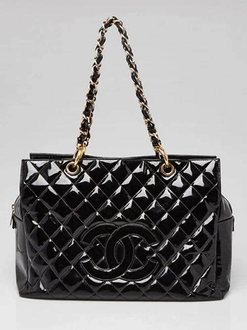Chanel Black Quilted Patent Leather Timeless Shopping Tote Bag: Condition: Pre-owned - Good,Brand: Chanel,Exterior Material: Patent Leather,Style: Everyday Bags,Totes,Exterior Color: Black,Department: Women,Country of Origin: Italy Description The Chanel Quilted