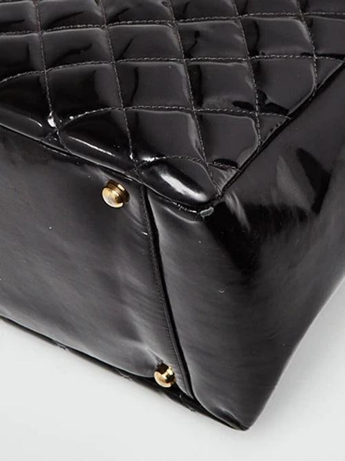 Chanel Black Quilted Patent Leather Timeless Shopping Tote Bag - 4