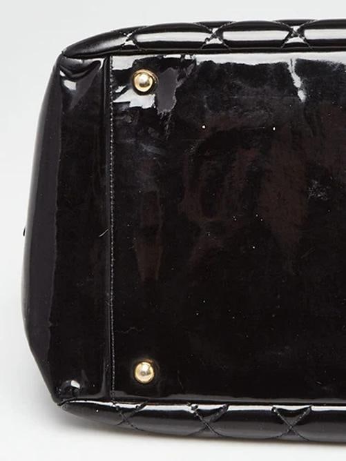 Chanel Black Quilted Patent Leather Timeless Shopping Tote Bag - 5