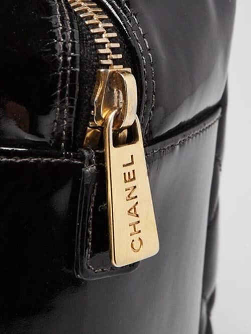Chanel Black Quilted Patent Leather Timeless Shopping Tote Bag - 8