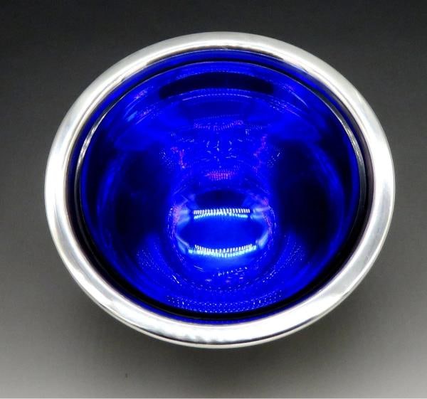 Vintage Carl Poul Petersen Sterling Silver Cobalt Glass Lined Bowl w/ Ladle - 3