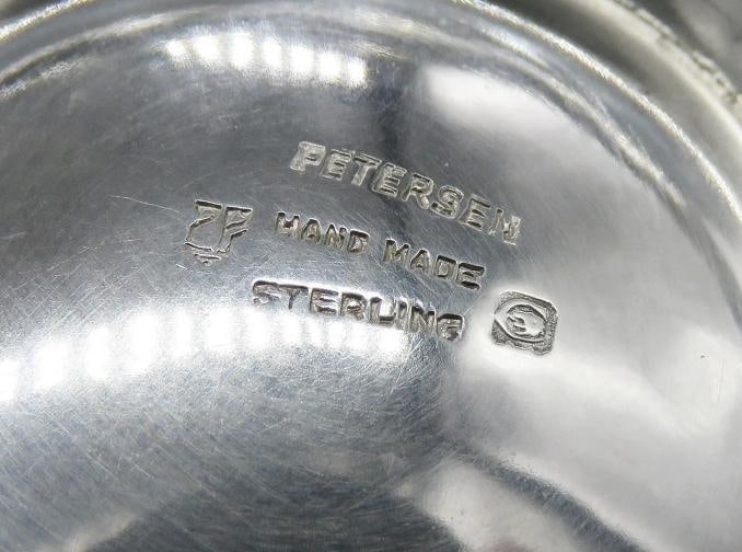 Vintage Carl Poul Petersen Sterling Silver Cobalt Glass Lined Bowl w/ Ladle - 9