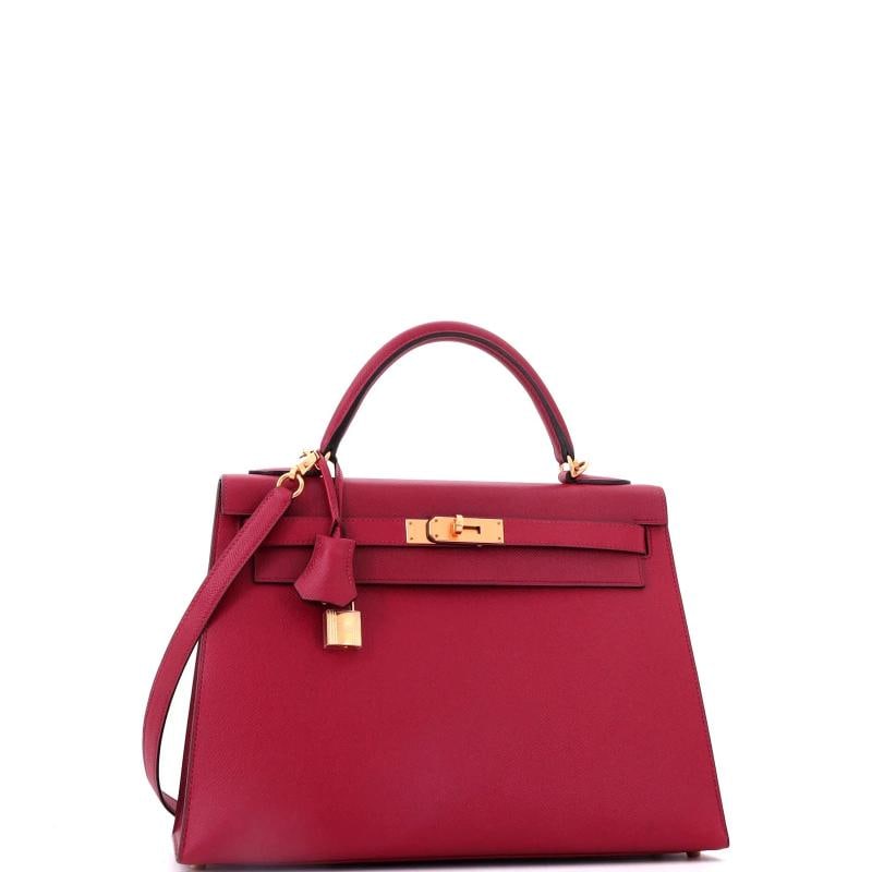 Hermes Kelly Handbag Red Epsom with Gold Hardware 32 - 2
