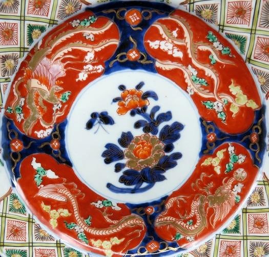 Antique Japanese Imari Dragon Flower Charger Round Tray Plate Platter - 2