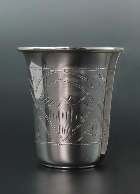 6 Russian Sphere of Influence .875 Silver Vodka Cups No Monos 2 1/4" Tall - 5