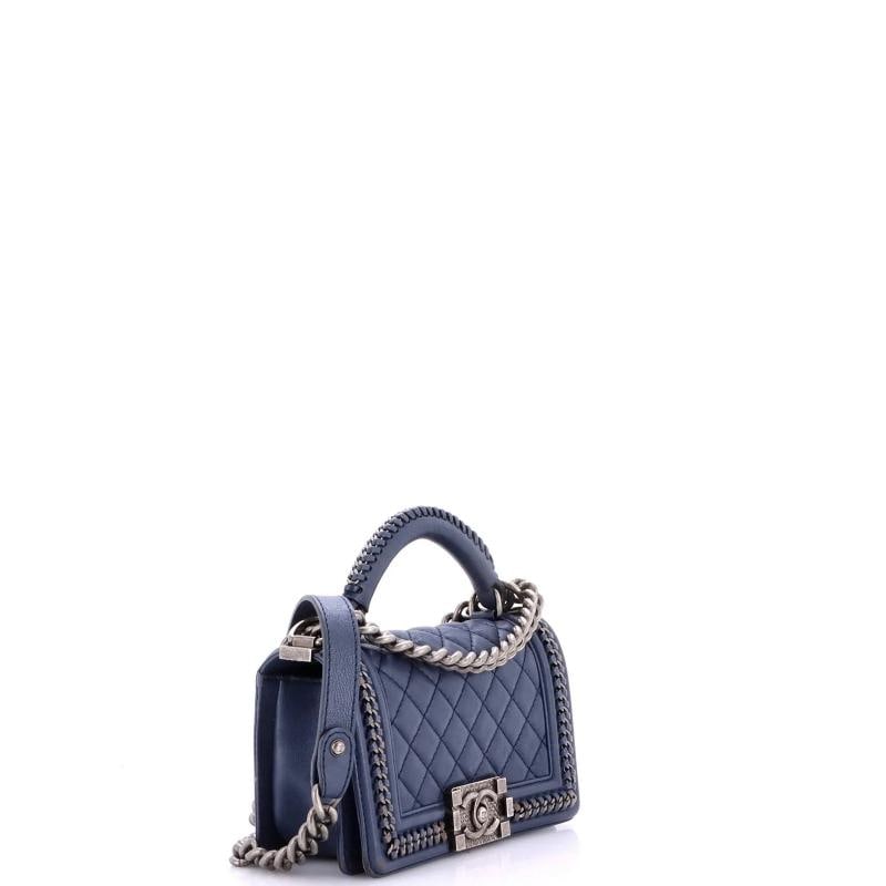 Chanel Chain Handle Boy Flap Bag Quilted Calfskin Small - 2