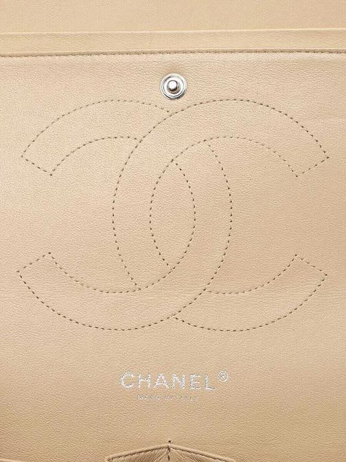 Chanel Beige Quilted Patent Leather Classic Jumbo Double Flap Bag - 11