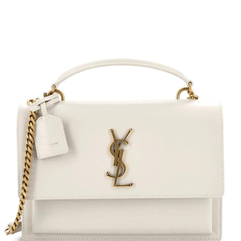 Saint Laurent Sunset Top Handle Shoulder Bag Leather Medium: Accessories: Clochette, With Strap Measurements: Handle Drop 2.5", Height 7", Width 9.5", Depth 2", Strap Drop 18-21". Condition: Pre-owned - Good,Brand: Saint Laurent,Exterior Material: