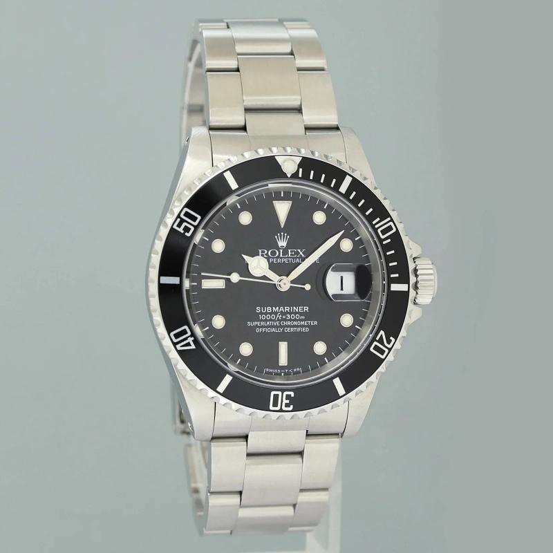 MINT 1996 Rolex Submariner Date Tritium 16610 Steel Black 40mm Oyster Watch Box - 3