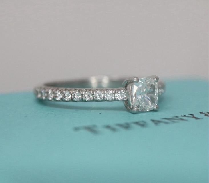 Tiffany & Co Platinum NOVO Cushion Diamond Engagement Ring 0.57ct - 5