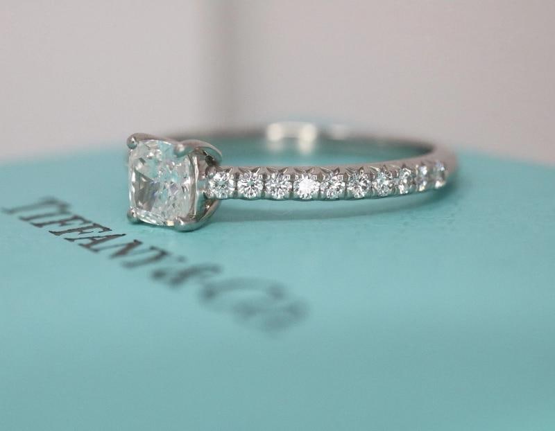 Tiffany & Co Platinum NOVO Cushion Diamond Engagement Ring 0.57ct - 6