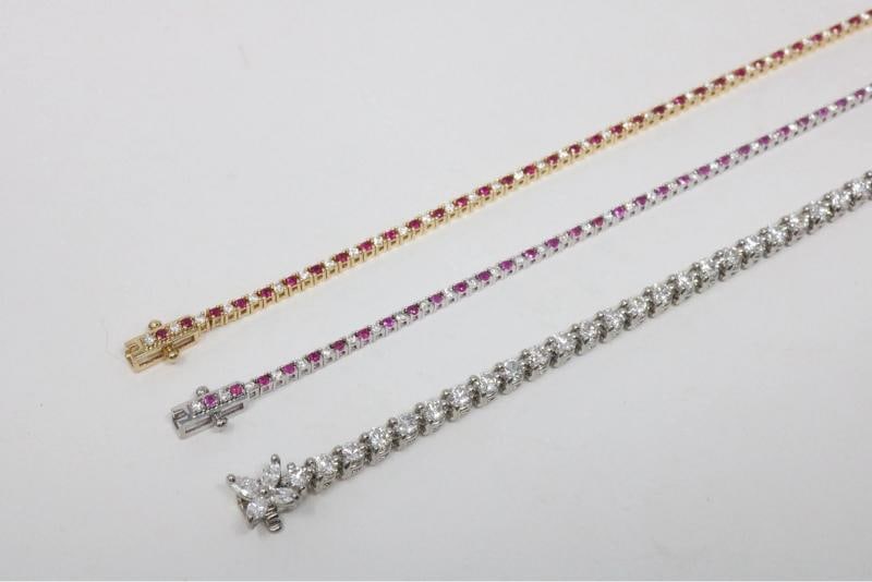 Natural Round Diamond & Ruby Tennis Bracelet 14k White Gold Rtl - 3