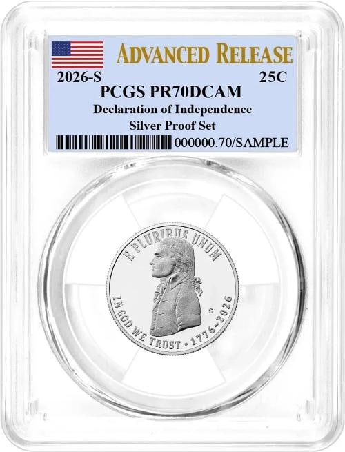 2026 S Silver Proof 10-Coin Set PCGS PR70 DCAM Advanced Release Flag Label - 10