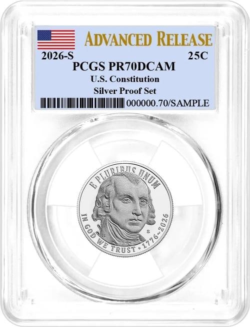 2026 S Silver Proof 10-Coin Set PCGS PR70 DCAM Advanced Release Flag Label - 12