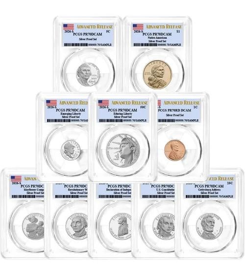 2026 S Silver Proof 10-Coin Set PCGS PR70 DCAM Advanced Release Flag Label (1 of 20)