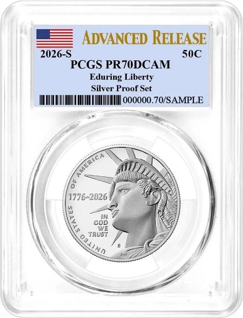 2026 S Silver Proof 10-Coin Set PCGS PR70 DCAM Advanced Release Flag Label - 2